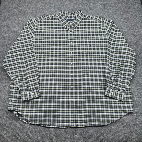 Ralph Lauren Shirt Adult Men's 4XLT Blue Green Plaid Button Up Long Sleeve - Picture 1 of 9
